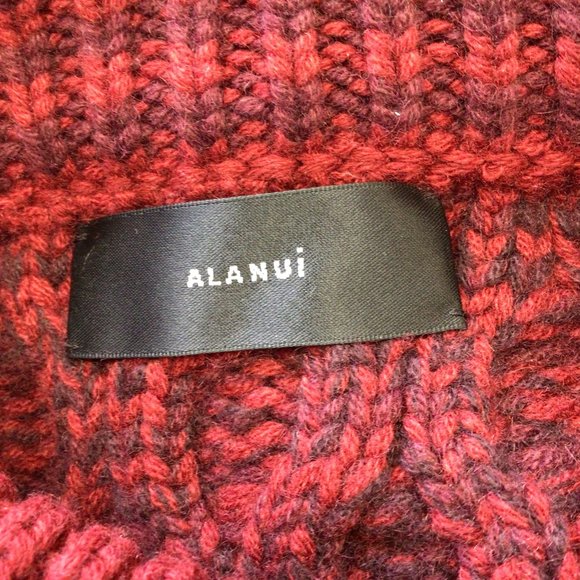 ALANUI RED / BURGUNDY FRINGED DETAIL LONG SLEEVED CASHMERE KNIT PULLOVER SWEATER - Picture 4 of 4